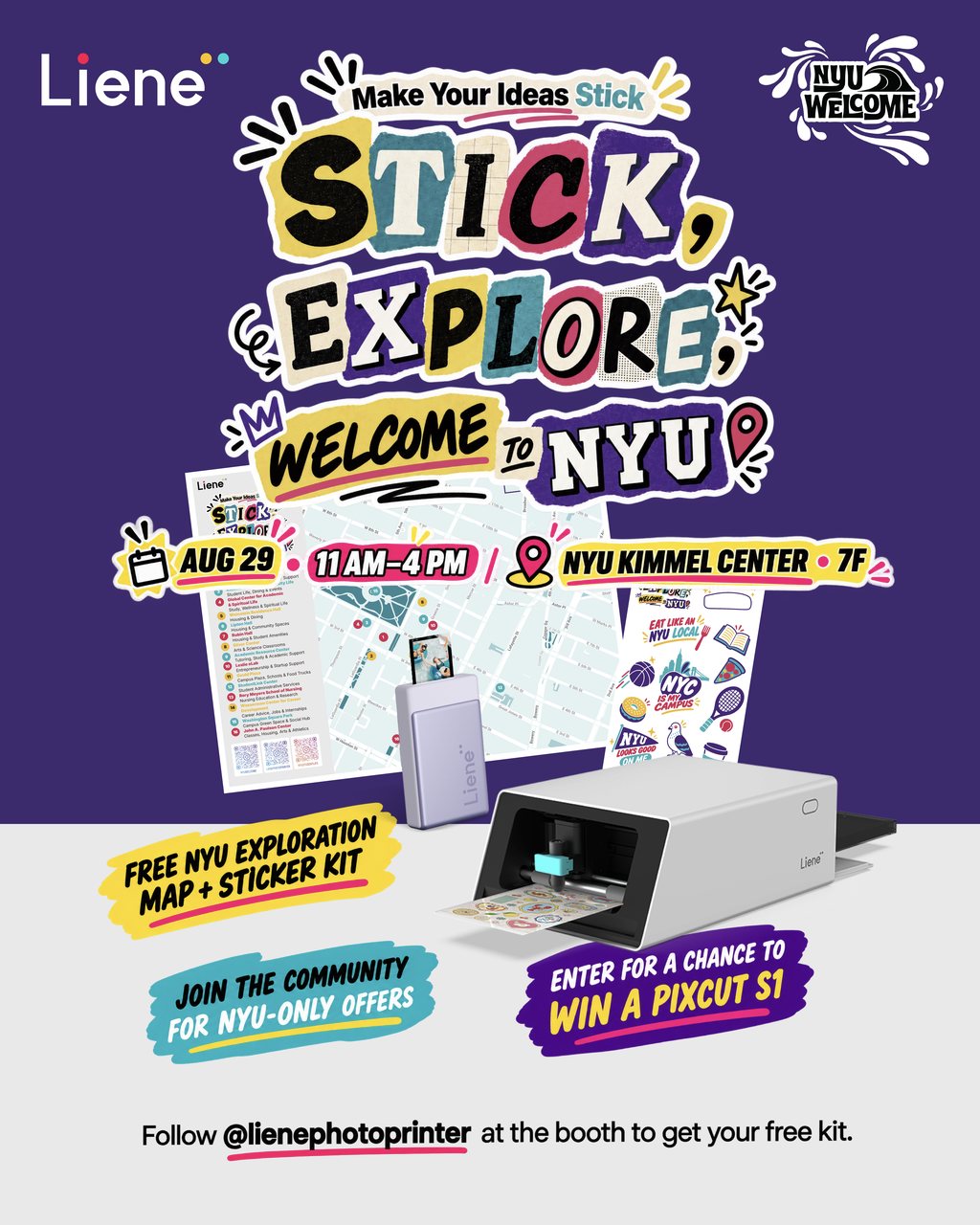 Event post: free NYU map and sticker kit